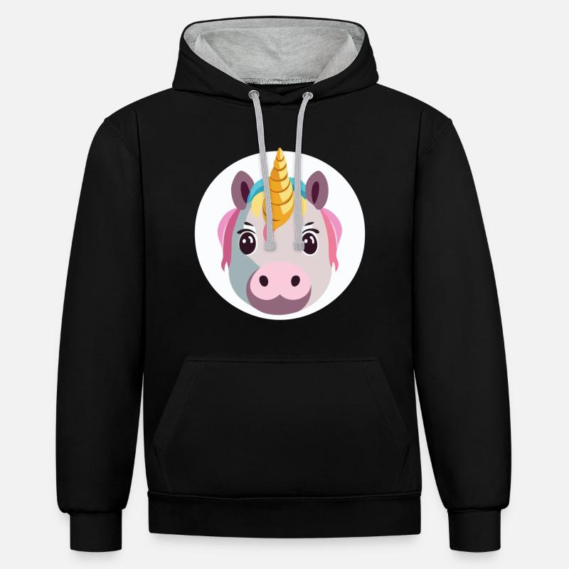 Licorne - Sweat à capuche contrasté - noir/gris chiné