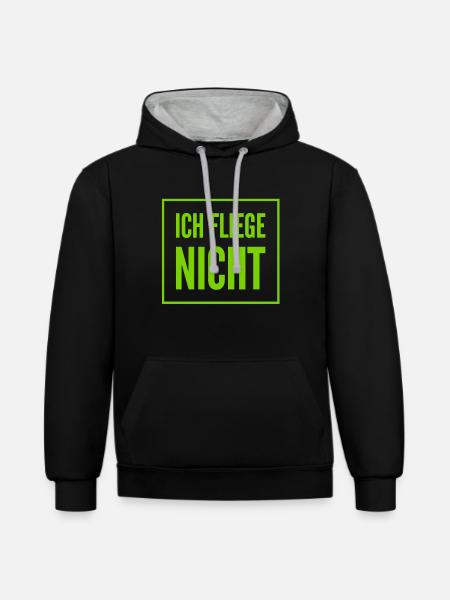 ich habe Flugangst - Kontrast-Hoodie - Schwarz/Grau meliert