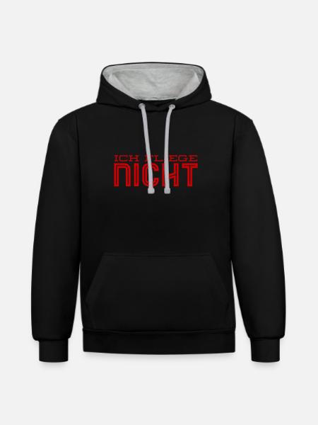 Flugangst - Kontrast-Hoodie - Schwarz/Grau meliert