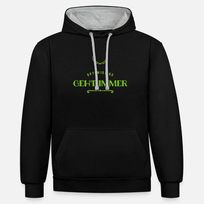 Optimismus ist wunderbar - Kontrast-Hoodie - Schwarz/Grau meliert