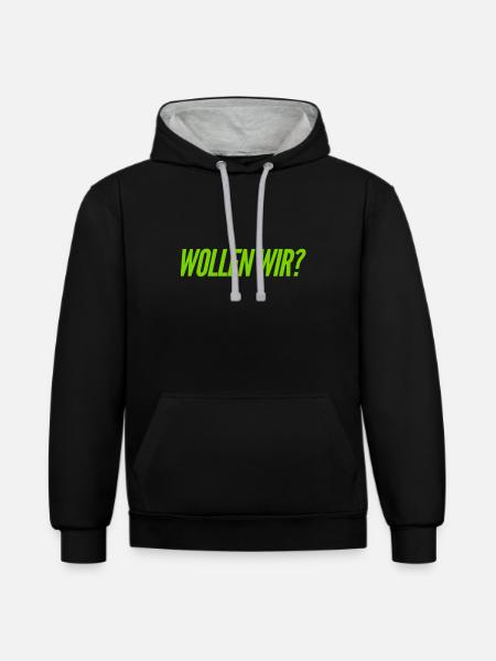 hast du Bock? - Kontrast-Hoodie - Schwarz/Grau meliert