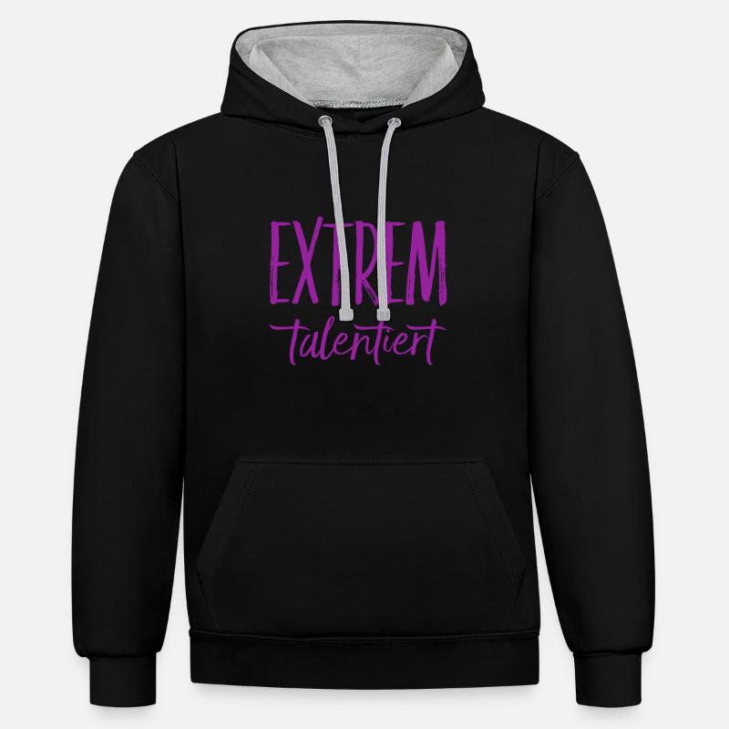ich bin ein extremes Talent - Kontrast-Hoodie - Schwarz/Grau meliert