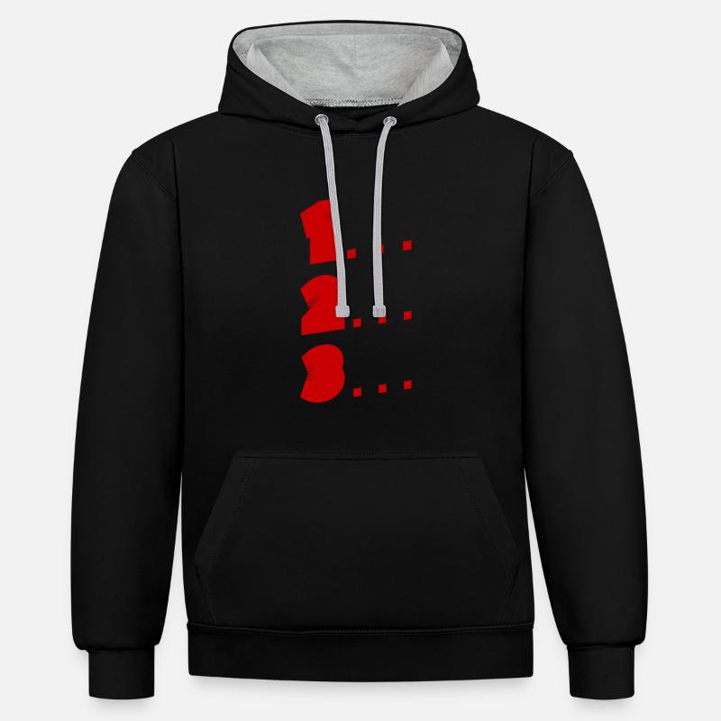 1, 2, 3 - Sweat à capuche contrasté - noir/gris chiné