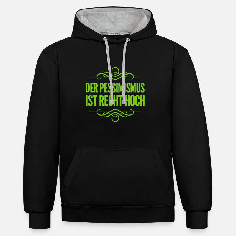 ich bin ein Pessimist - Kontrast-Hoodie - Schwarz/Grau meliert
