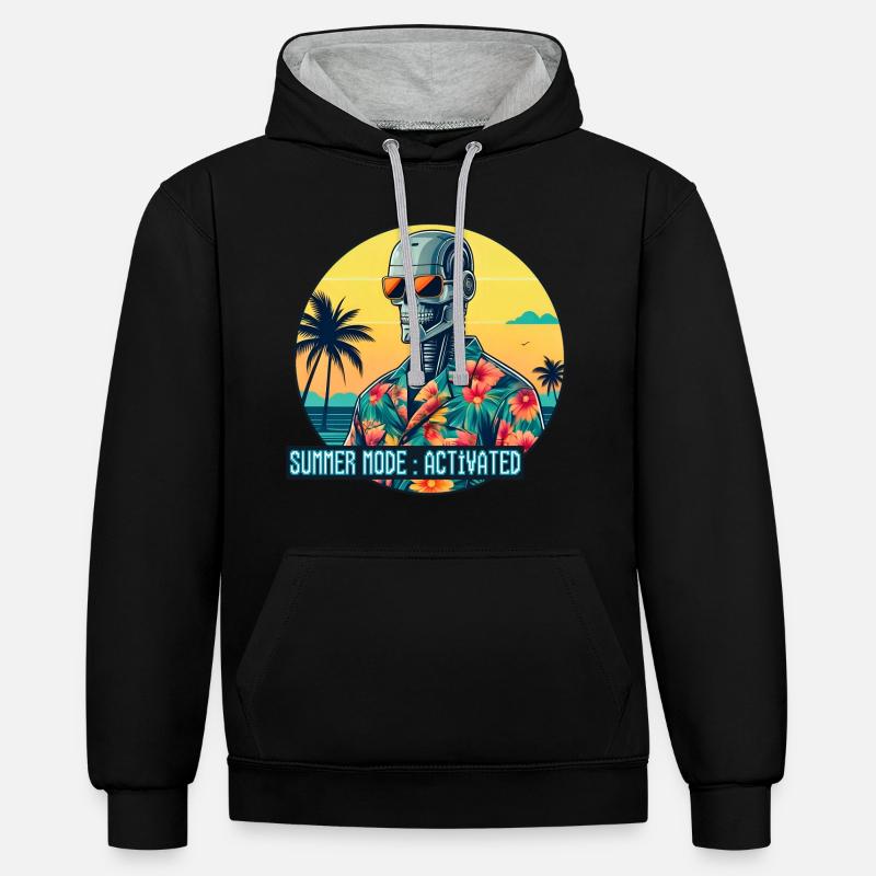 Mode été activé - Sweat à capuche contrasté - noir/gris chiné