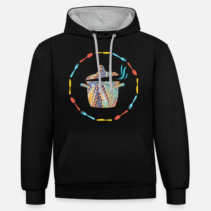 Pot E 120 - Sweat à capuche contrasté - noir/gris chiné