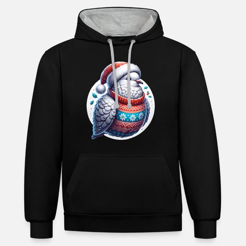 Colombe de Noël - Sweat à capuche contrasté - noir/gris chiné