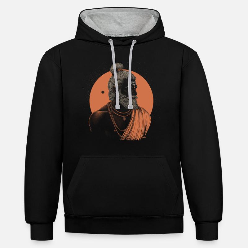 Orange Yogi - Sweat à capuche contrasté - noir/gris chiné