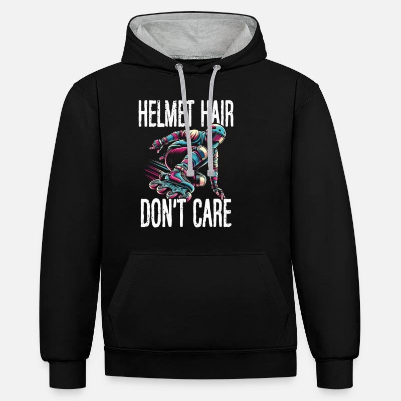 Inline Skating Rollerblading Inline Skates - Kontrast-Hoodie - Schwarz/Grau meliert
