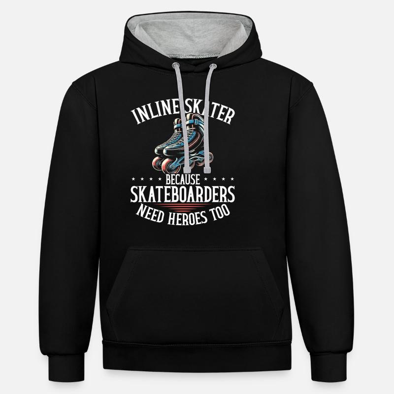 Inline Skating Rollerblading Inline Skates - Kontrast-Hoodie - Schwarz/Grau meliert