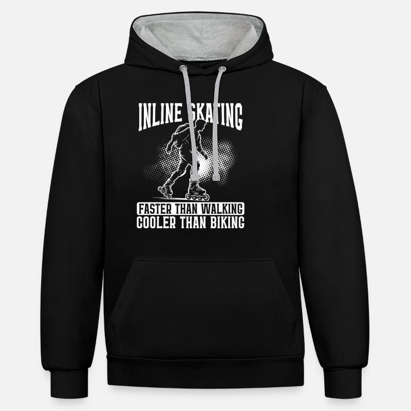 Inline Skating Rollerblading Inline Skates - Kontrast-Hoodie - Schwarz/Grau meliert