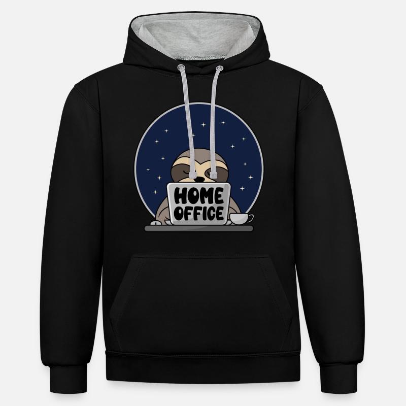 Homeoffice - Sweat à capuche contrasté - noir/gris chiné