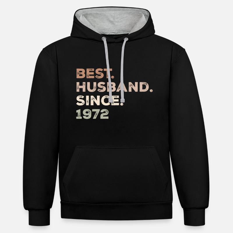 Bester Ehemann seit 1972 Jubiläumsgeschenk - Kontrast-Hoodie - Schwarz/Grau meliert