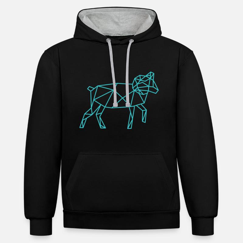 Ligne géométrique de mouton - Sweat à capuche contrasté - noir/gris chiné