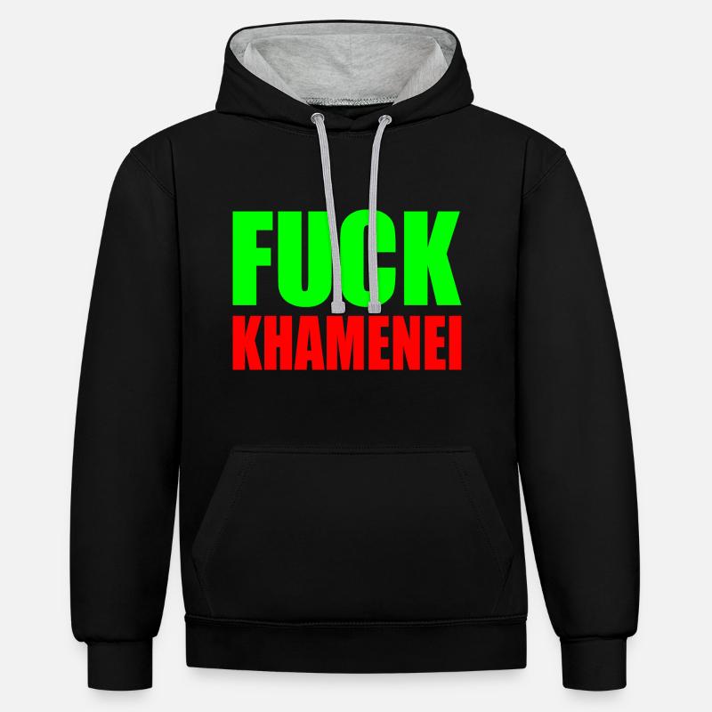 Fuck khamenei Chamenei - iran - Kontrast-Hoodie - Schwarz/Grau meliert