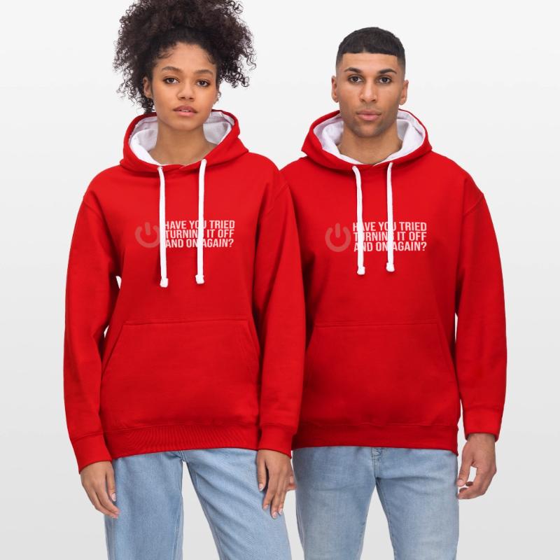 Programmer turn it off and on Coder Informatiker Kontrast-Hoodie