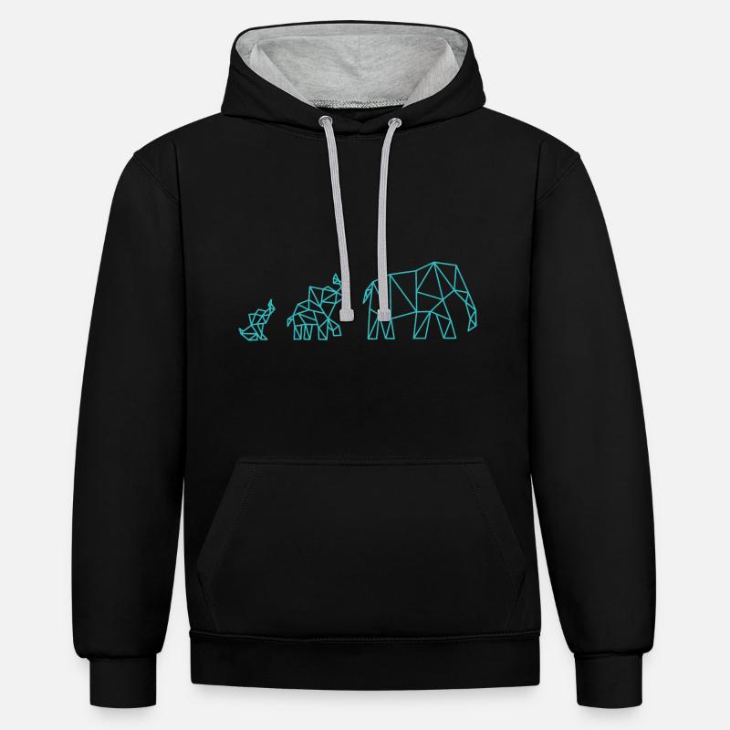 Famille Elephant Geometric - Sweat à capuche contrasté - noir/gris chiné