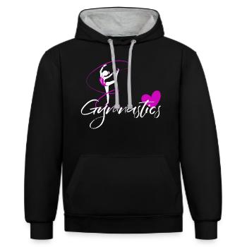 gymnastique sol gymnastique gymnastique sportive rythmique gymnastique - Sweat à capuche contrasté - noir/gris chiné - Devant - Anna (173cm) & Nico (186cm)