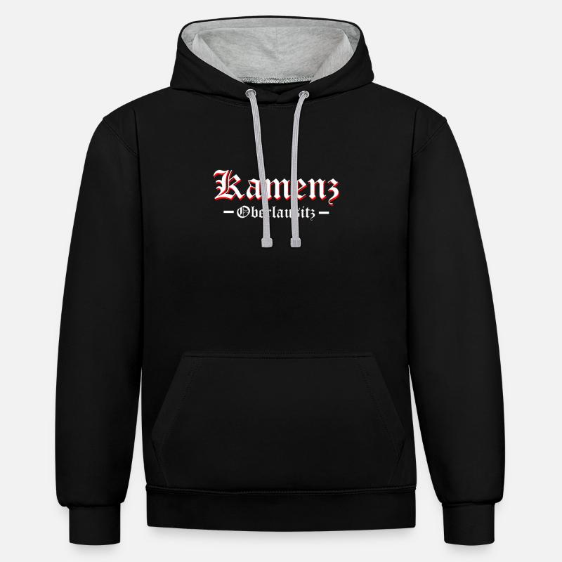 Kamenz Oberlausitz - Kontrast-Hoodie - Schwarz/Grau meliert