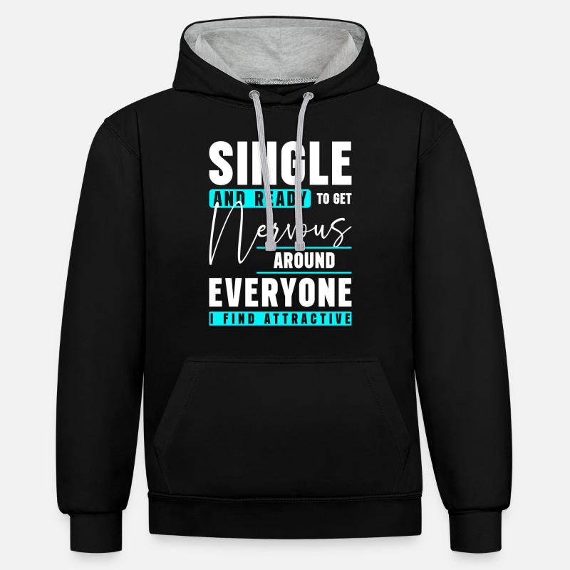 Partenaire amoureux célibataire - Sweat à capuche contrasté - noir/gris chiné