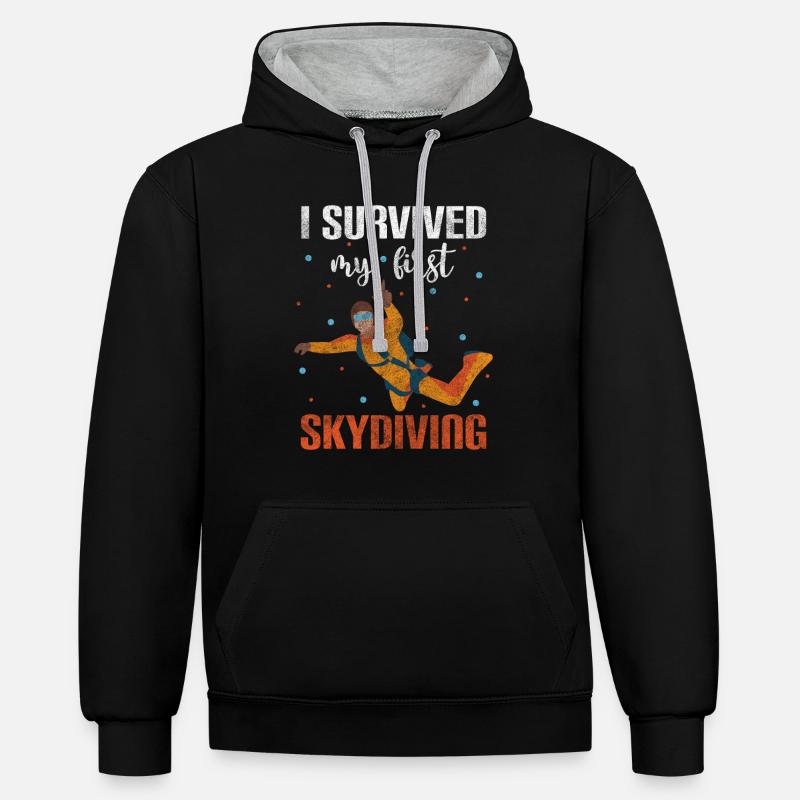 Skydiver Sky Freefall Base Jump - Sweat à capuche contrasté - noir/gris chiné