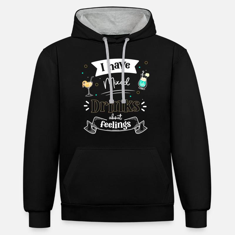 Cocktail Bouteille d’alcool - Sweat à capuche contrasté - noir/gris chiné