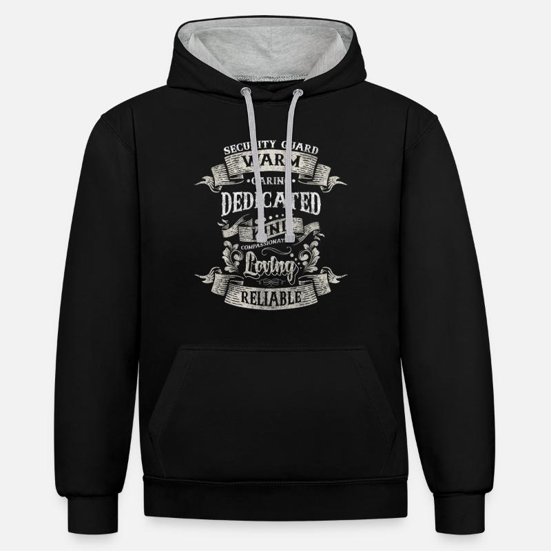 Sécurité, Sécurité, Ordre, Garde - Sweat à capuche contrasté - noir/gris chiné