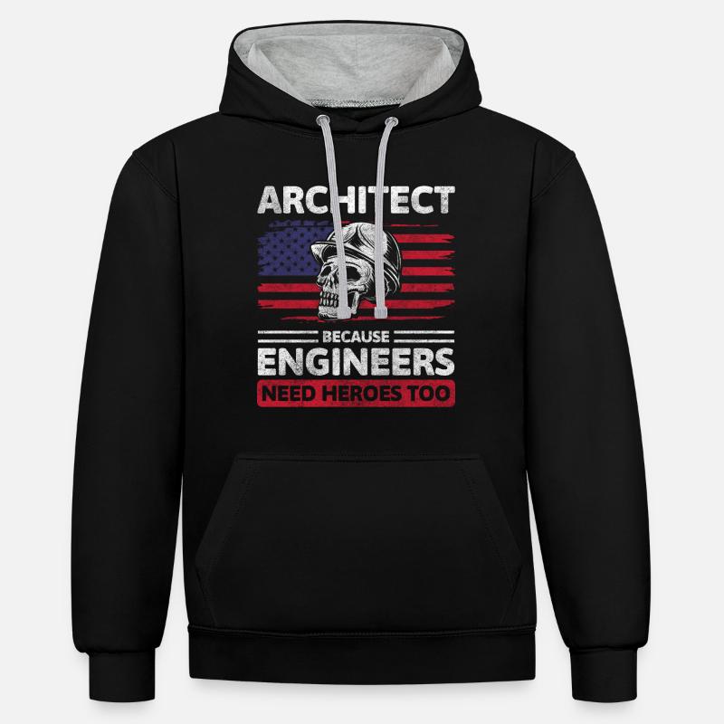 Architecte Constructeur - Sweat à capuche contrasté - noir/gris chiné
