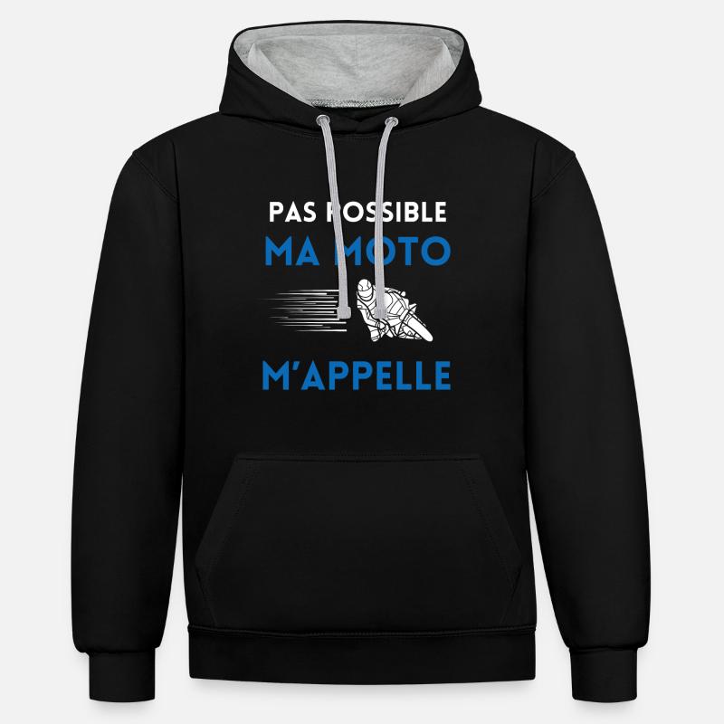 Pas possible ma moto m'appelle - Sweat à capuche contrasté - noir/gris chiné