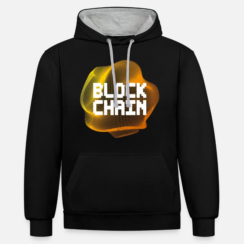 Blockchain Crypto Crypto-monnaies - Sweat à capuche contrasté - noir/gris chiné