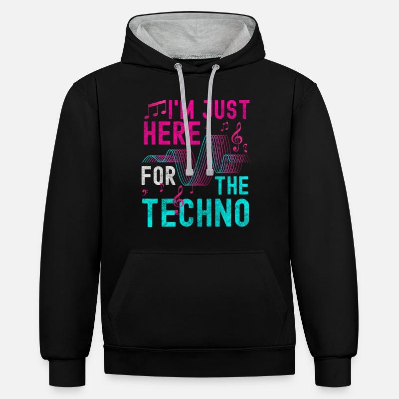 Techno Electro Dancing Jumpstyle - Sweat à capuche contrasté - noir/gris chiné