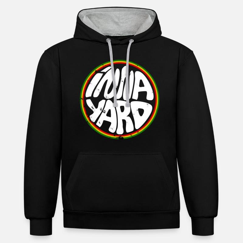 Cour Inna - Sweat à capuche contrasté - noir/gris chiné