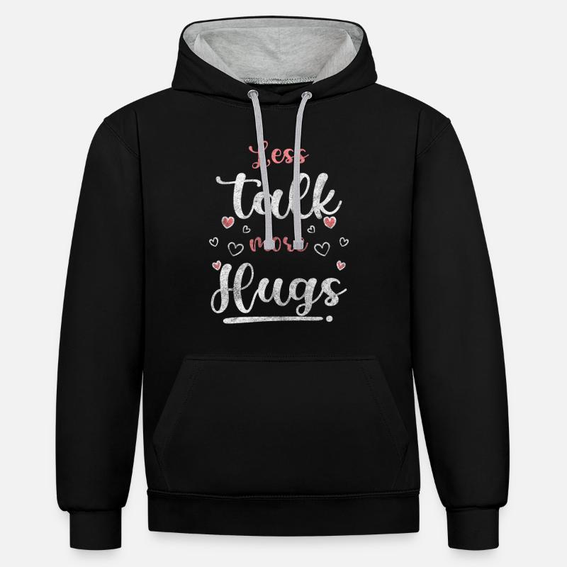 Câlin Sécurité Doux Romantique - Sweat à capuche contrasté - noir/gris chiné