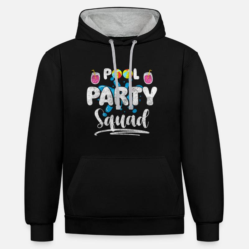 Pool Party Baignade Heure - Sweat à capuche contrasté - noir/gris chiné