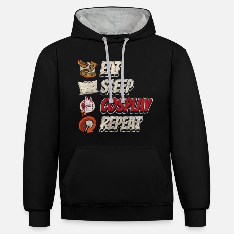 Cosplay Hobby Jeux Mignon - Sweat à capuche contrasté - noir/gris chiné