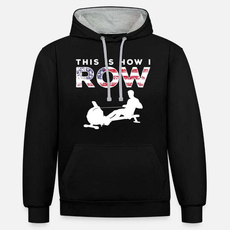Rameur Rameur - Sweat à capuche contrasté - noir/gris chiné