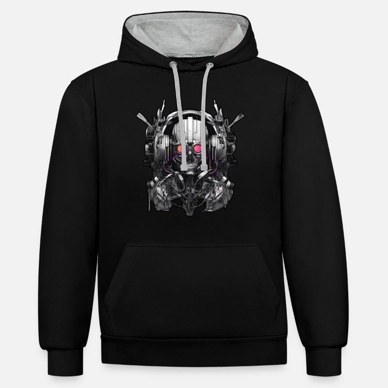 Techno Dance Music Future Space - Sweat à capuche contrasté - noir/gris chiné