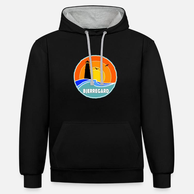 Phare de Bjerregard, Danemark - Sweat à capuche contrasté - noir/gris chiné