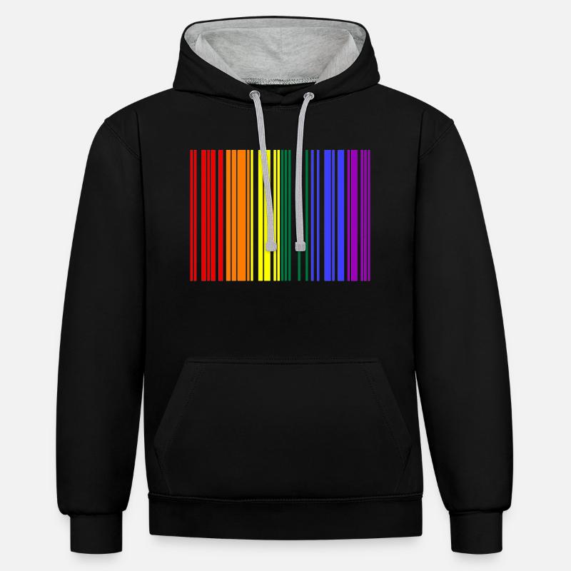 Code-barres arc-en-ciel - Sweat à capuche contrasté - noir/gris chiné