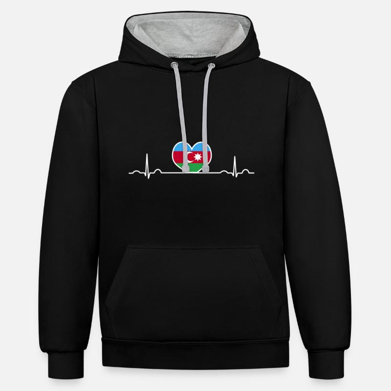 Azerbaïdjan - Sweat à capuche contrasté - noir/gris chiné