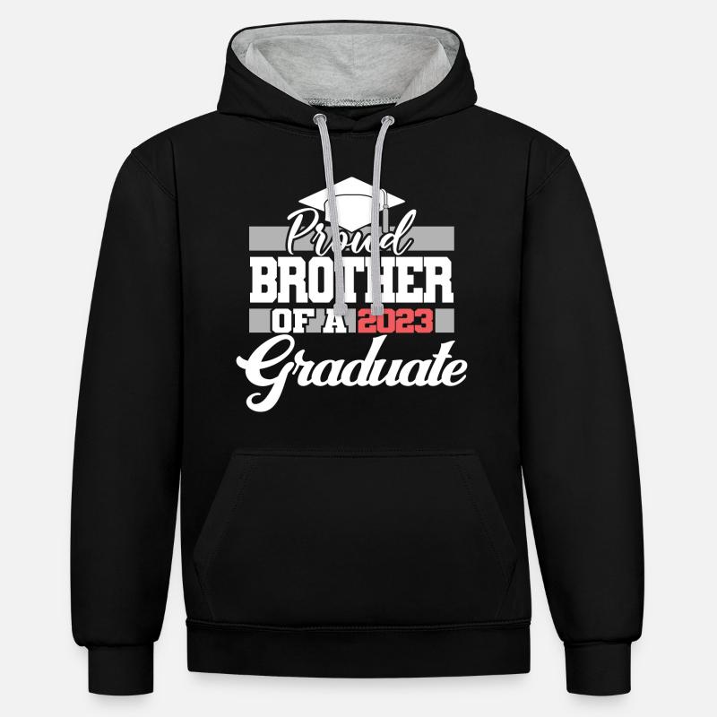 Stolzer Bruder eines Abschlussgeschenks 2023 - Kontrast-Hoodie - Schwarz/Grau meliert