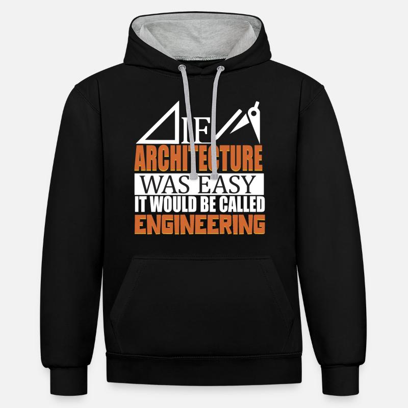 Architecture Ingénierie Profession d’architecte - Sweat à capuche contrasté - noir/gris chiné