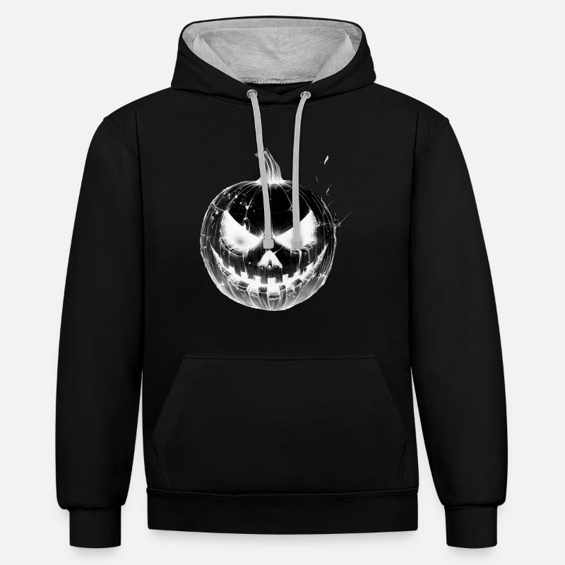 Frissons garantis - Citrouille d'Halloween - Sweat à capuche contrasté - noir/gris chiné