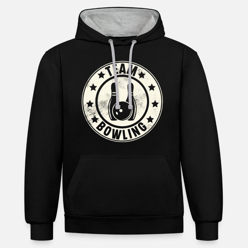 Équipe de bowling - Sweat à capuche contrasté - noir/gris chiné