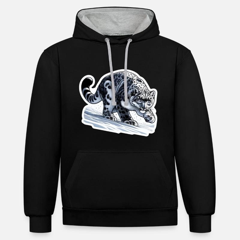Snow Leopard Leopard White Leopard - Contrast hoodie - black/heather grey