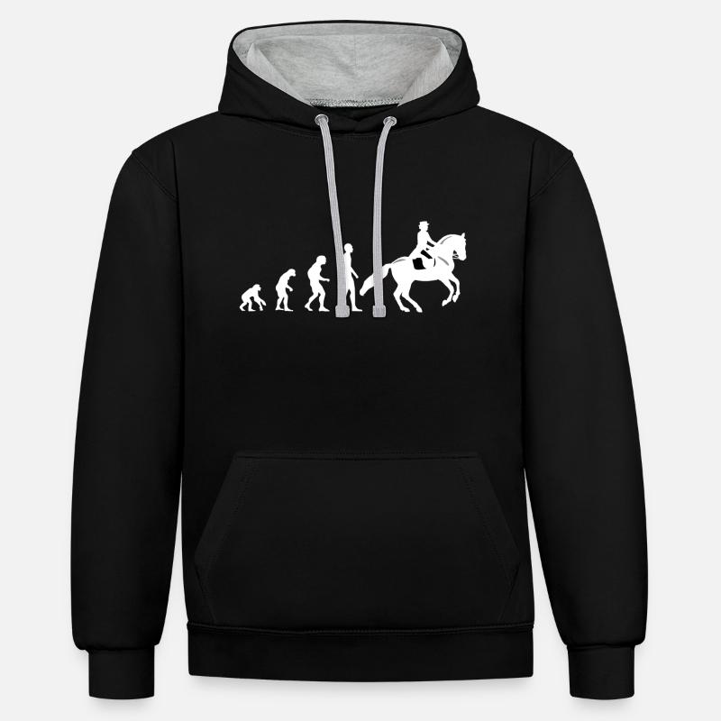 Evolution équitation - cheval - cavalier - cavalier - Sweat à capuche contrasté - noir/gris chiné