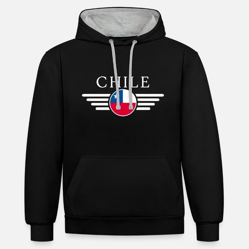 T-shirt design de style chilien - Sweat à capuche contrasté - noir/gris chiné