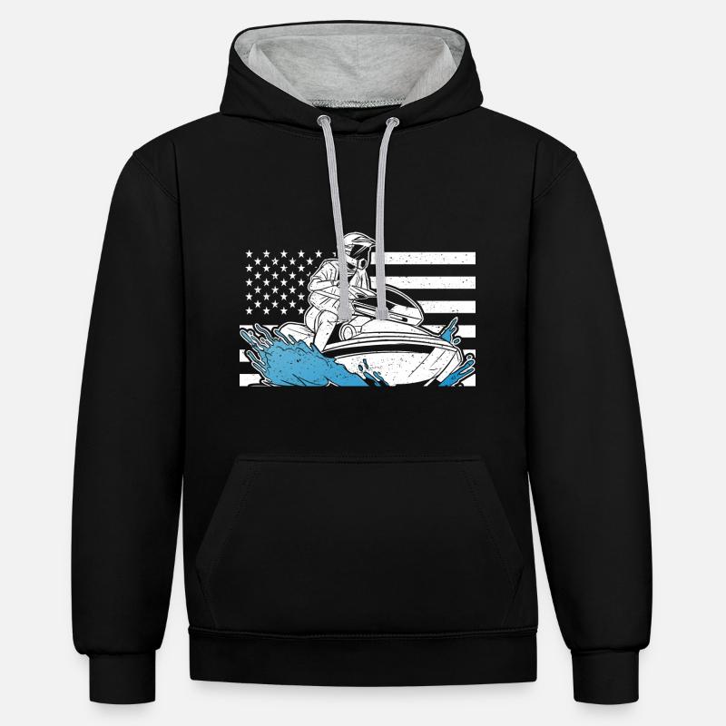 Jet Ski Jet Skiing - Sweat à capuche contrasté - noir/gris chiné