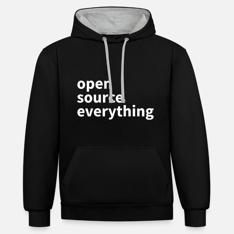 Tout open source - Sweat à capuche contrasté - noir/gris chiné