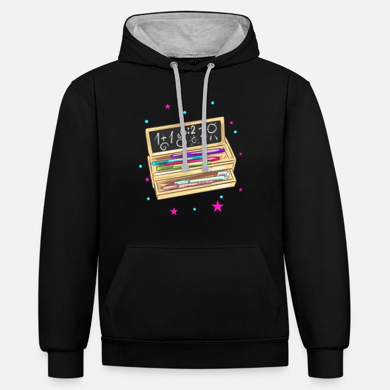Dossier étudiant pour la scolarisation - Sweat à capuche contrasté - noir/gris chiné